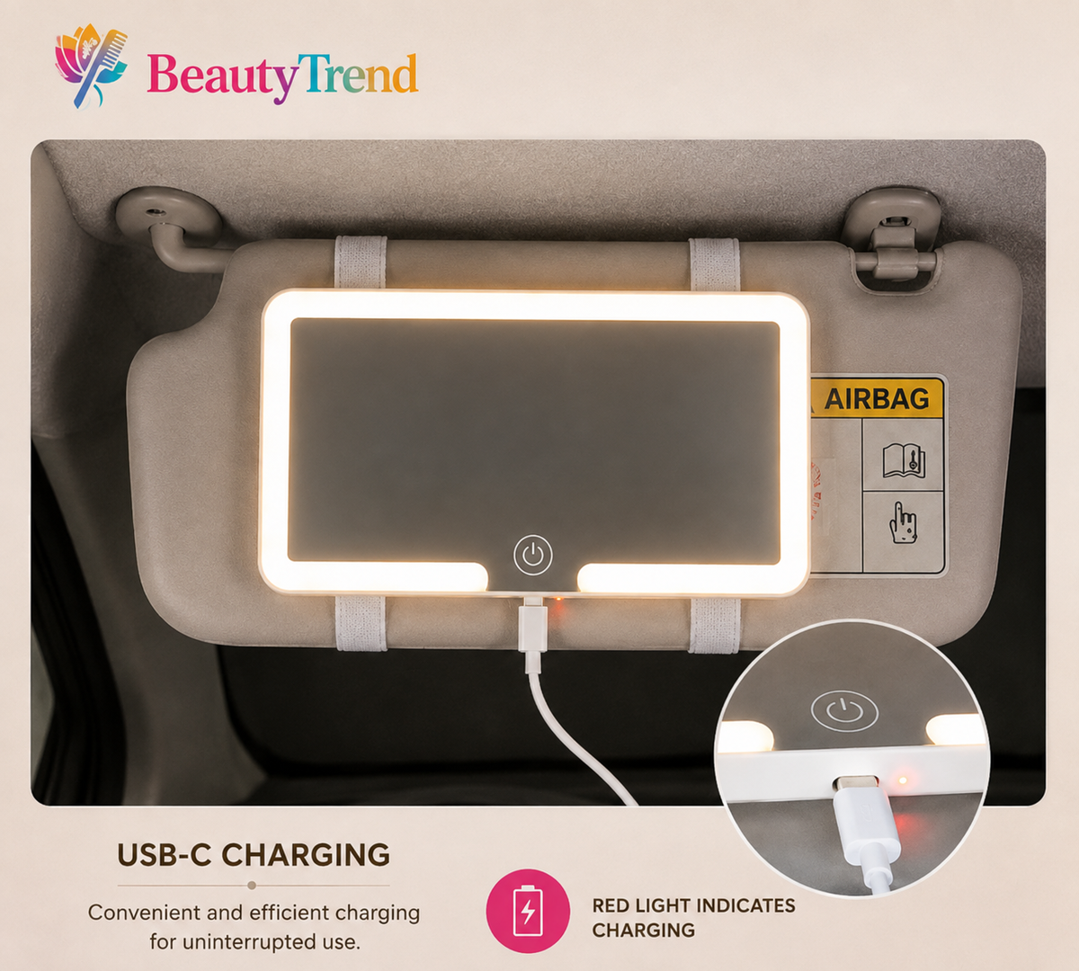 LED Removable Car MakeUp Mirror