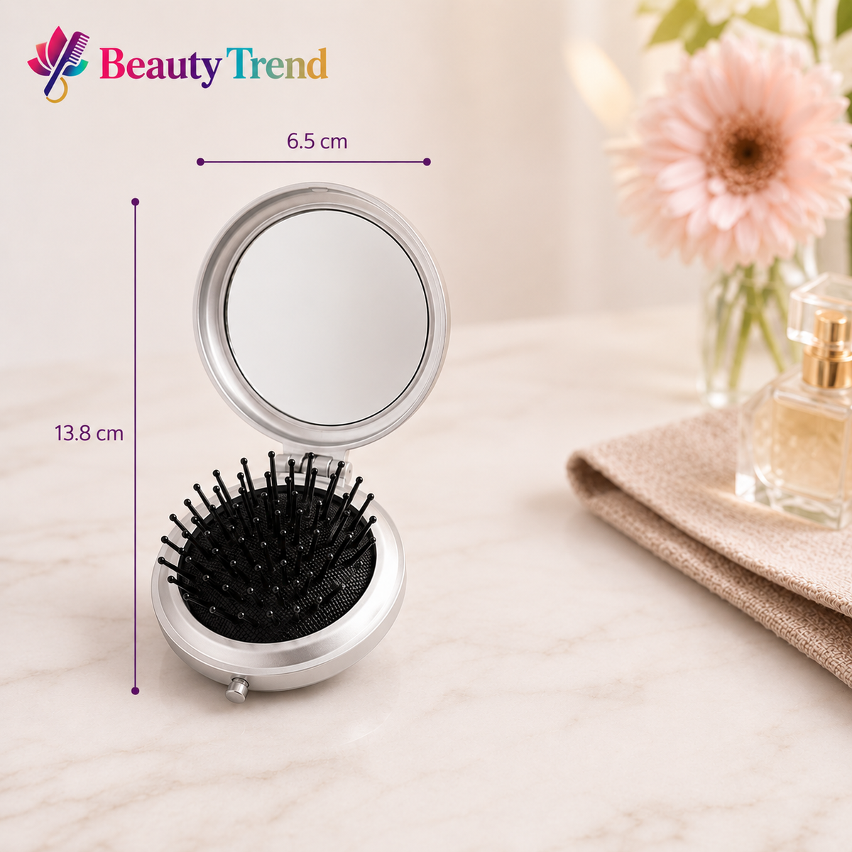 Butterfly Glow 2-in-1 Folding Mirror & Hairbrush